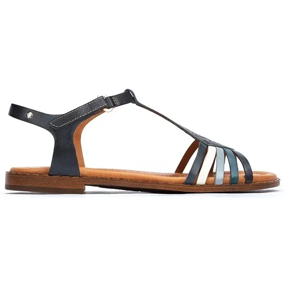 PIKOLINOS Blue Ocean Multi Cutout Leather T-Strap Flat Sandals sz 42 11.5-12 EUC - Picture 11 of 12